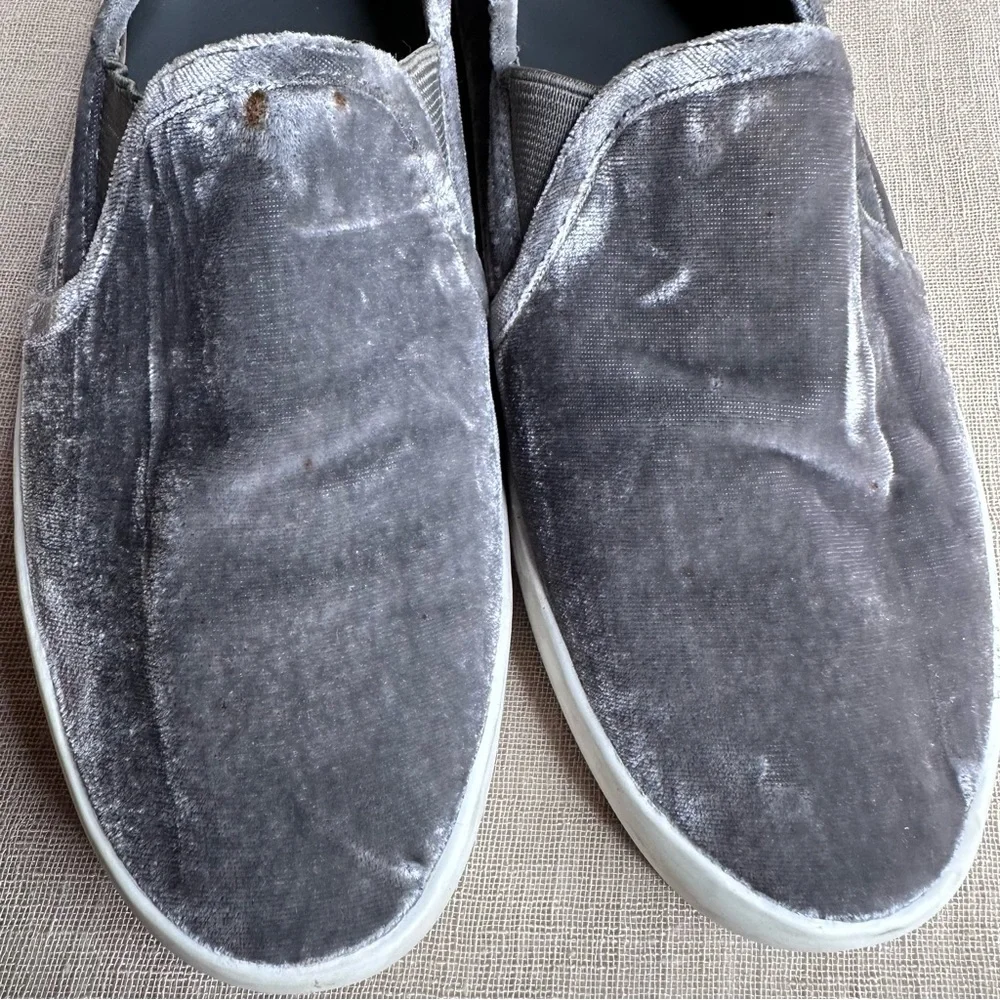 JOIE Womens Huxley Silver Velvet Sneaker Platform Shoes Size 37